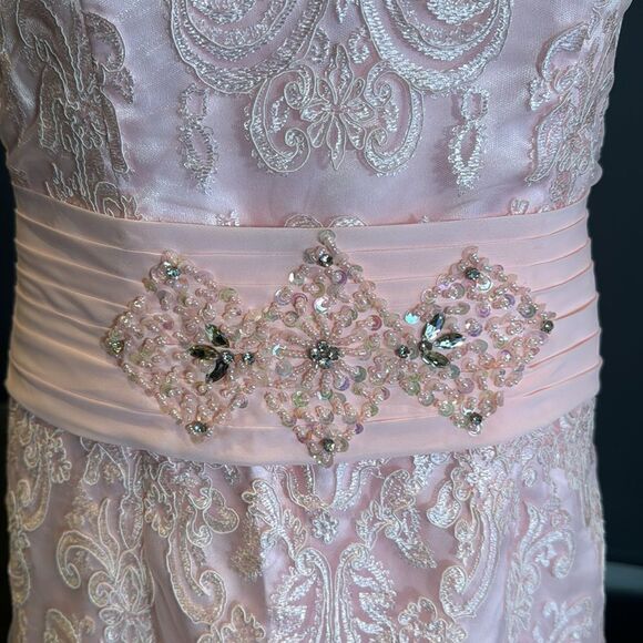 Women’s Pink Tea Length Mother of the Bride Groom Corset Back Dress Size 10 NWOT - Picture 4 of 15